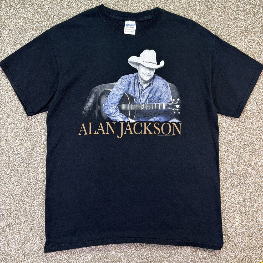Alan Jackson Country Music Shirt Black Size Medium Tour Double Sided